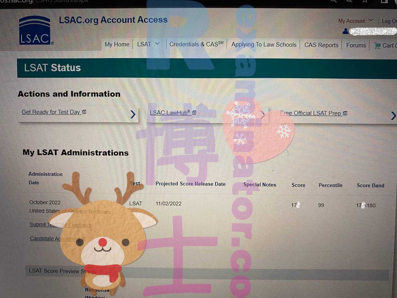 (Chinese) Another 17X 99%🎉  on Oct LSAT!!  The customer was having a hard time trying to connect to ProctorU.  The solution: switch to another browser. Hence the importance of having pre-installed multiple browsers!