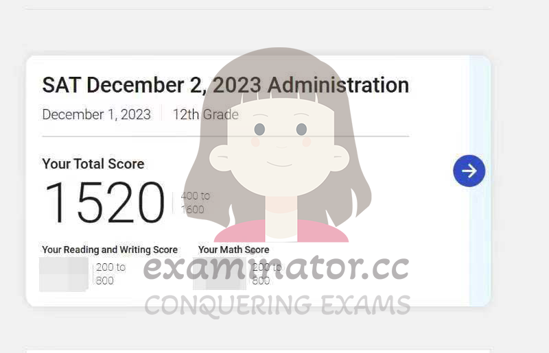 2023年12月SAT代考分数1520～